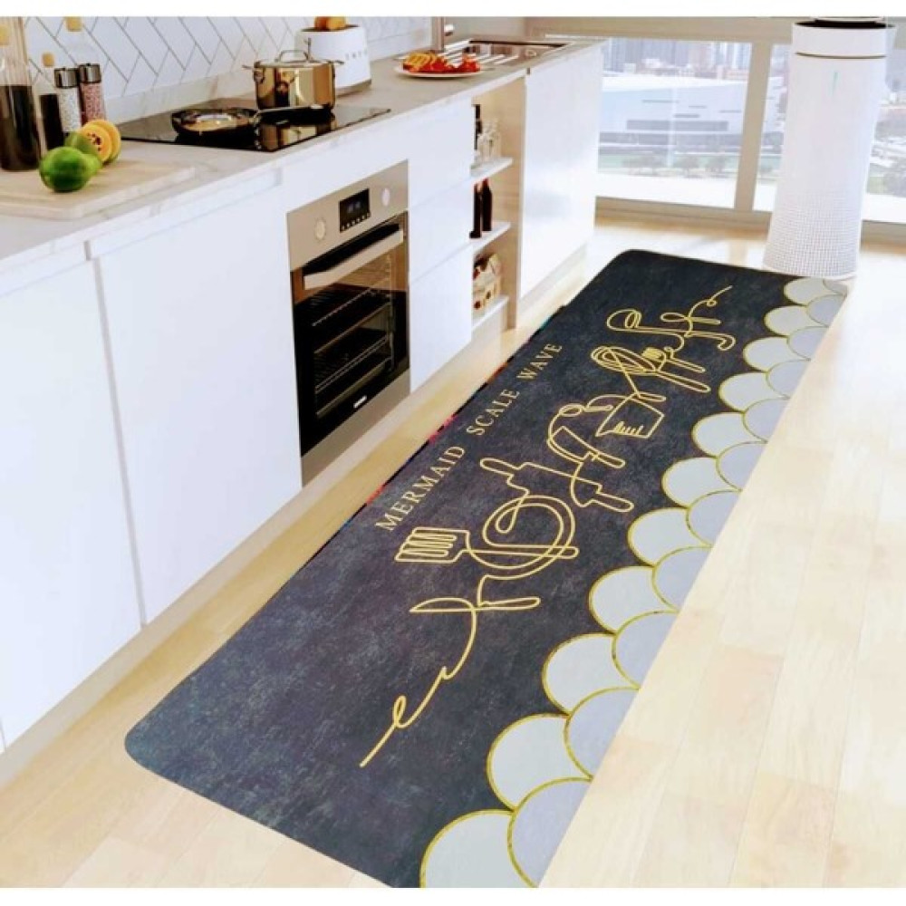 İsg Store Uzun Dikdörtgen Mutfak Halısı Tezgah Önü Sihirli Su Emici Paspası Kaymaz Tabanlı 160X38CM - 10 x 70 cm - Siyah Paspas Fiyatı