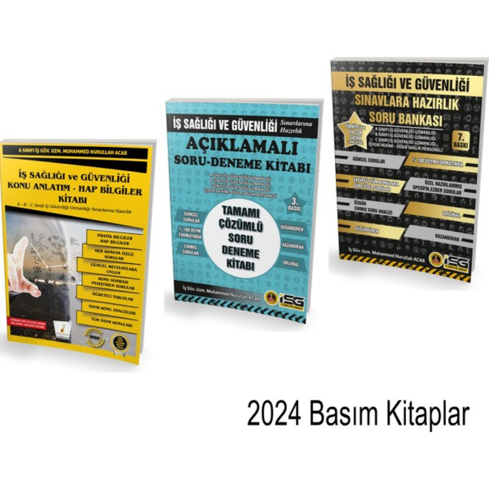 Isg Türkiye Sınav 3' Lü Set Iş Sağlığı ve Güvenliği Sınavlara Hazırlık -2024 Eğitim Setleri Fiyatı