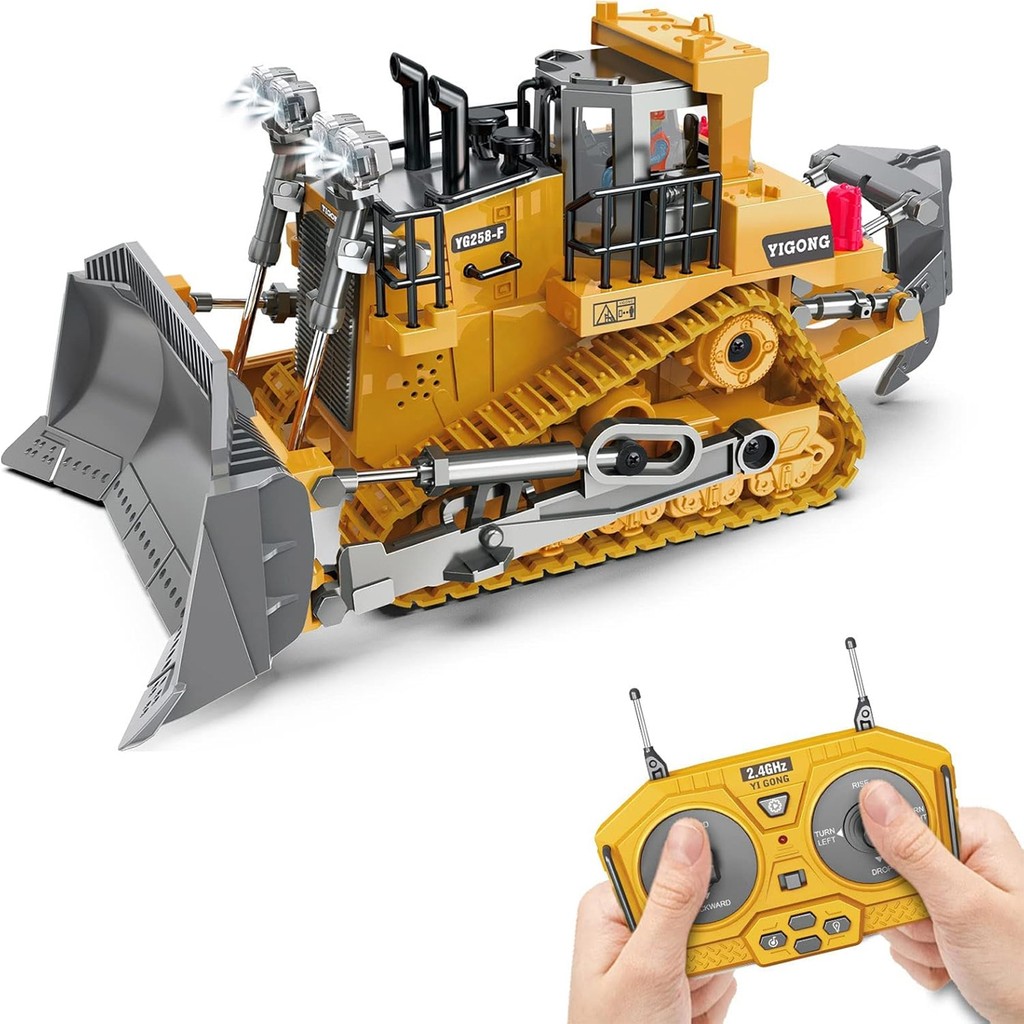 Işıklı Sesli Full Fonksiyon Metal Hareketli Buldozer 9 Kanal 2.4ghz Uzaktan Kumandalı Iş Makinesi Kepçe Rc TV Aksesuarları Fiyatı