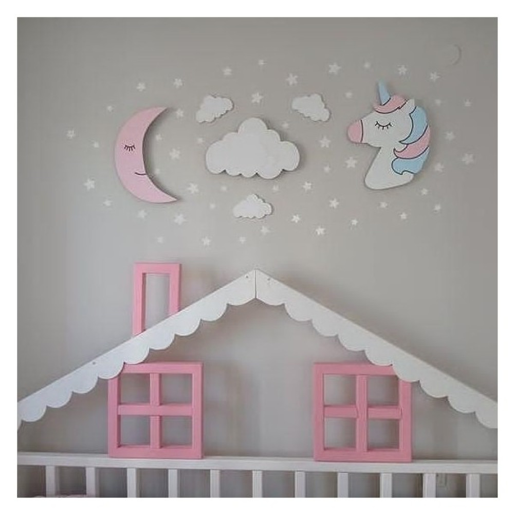 Işıklı Toplar Dükkanı Dekoratif Ahşap Çocuk Odası Ledli Unicorn Aydede Bulut Gece Lambası Bebek-Çocuk Odası Fiyatı