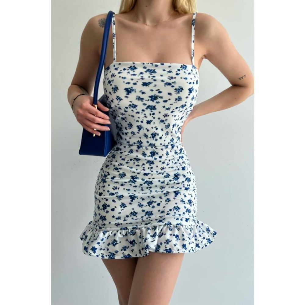 IŞILDA FASHION Kadın Giyim Askılı Çiçek Desenli Mini Elbise L Beden Elbise Fiyatı