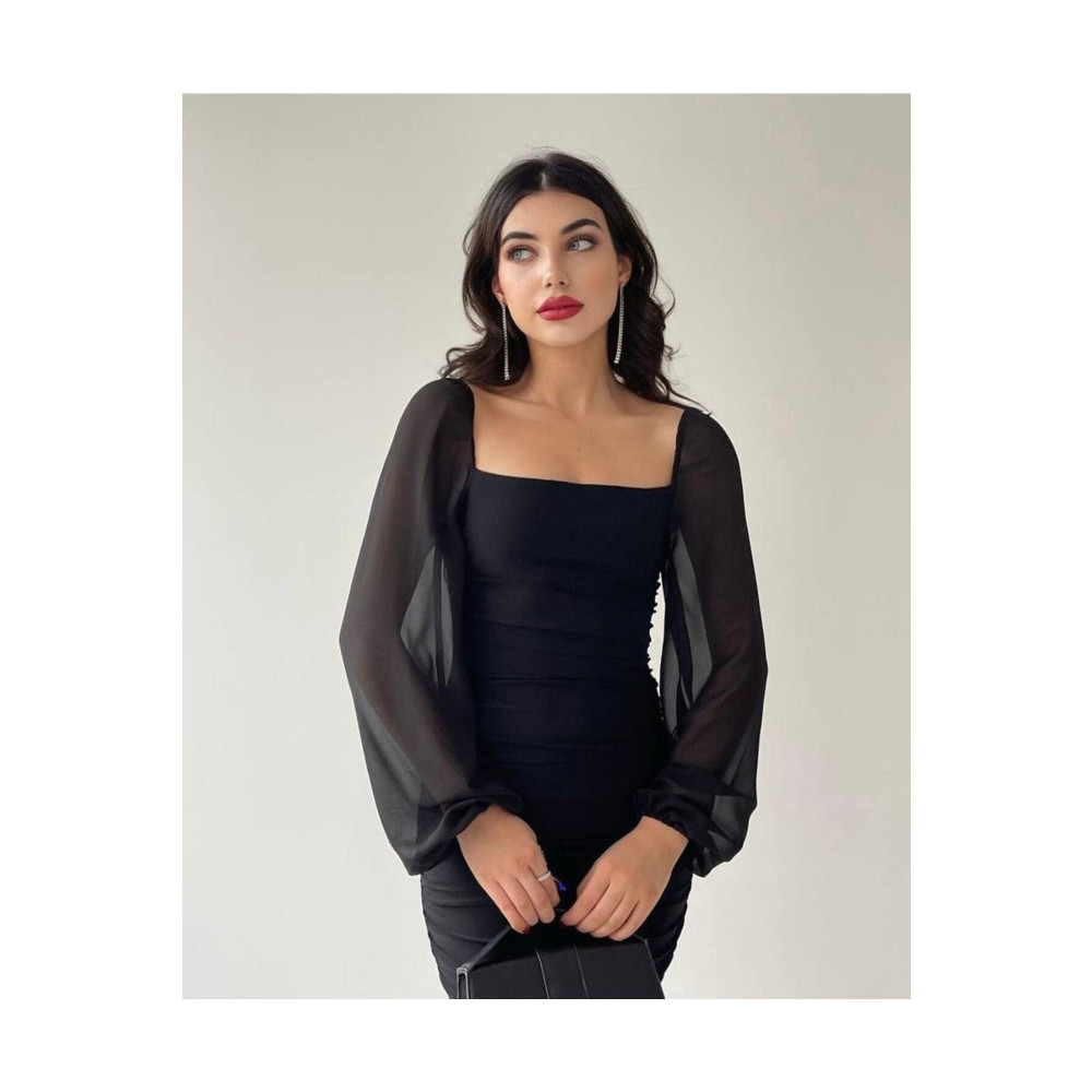 IŞILDA FASHION Prenses Kollu Romantik Siyah Kalem Elbise L Beden Elbise Fiyatı