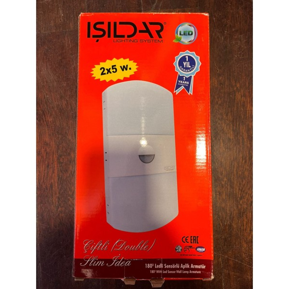 Işıldar Sensörlü Ledli Duvar Aplik Ikili Beyaz Idea Slim 10W Işıldar Aplikler Fiyatı