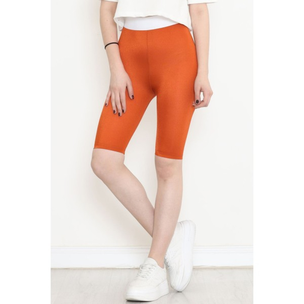 Işıltı Moda Beli Lastikli Şort Kiremit - 17273.1778. Bayan Şort Fiyatı