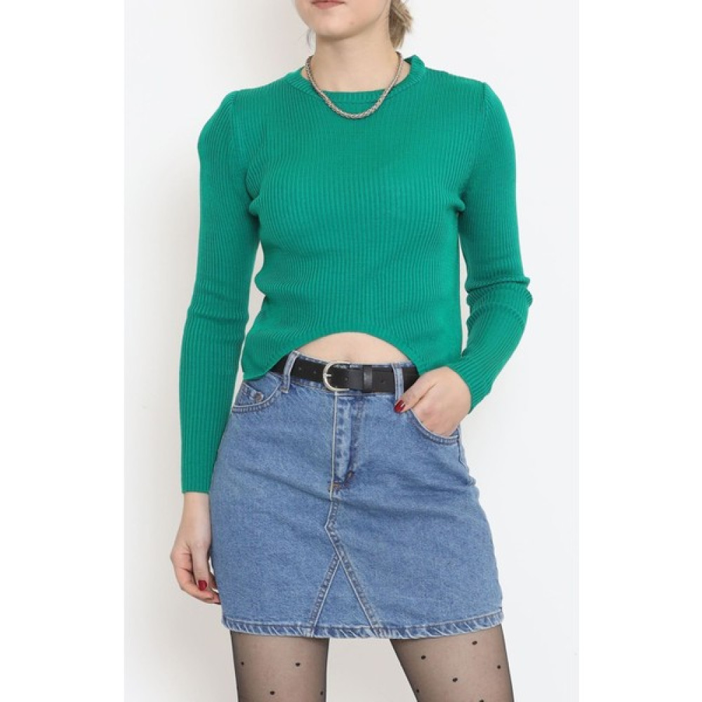 Işıltı Moda Bisiklet Yaka Kazak Yeşil - 8401.291. Bayan Kazak & Süveter & Triko Fiyatı