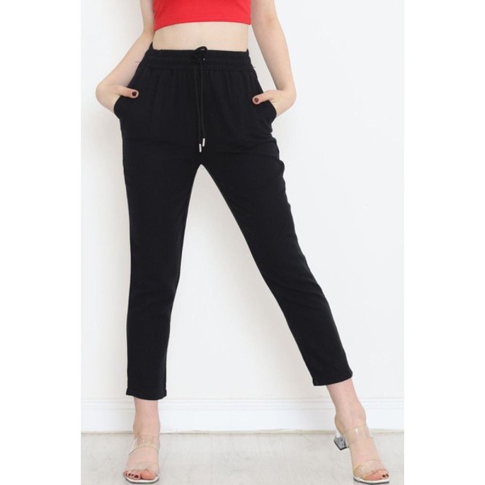 Işıltı Moda Havuç Paça Keten Pantolon Siyah - 17666.1247. Erkek Pantolon Fiyatı