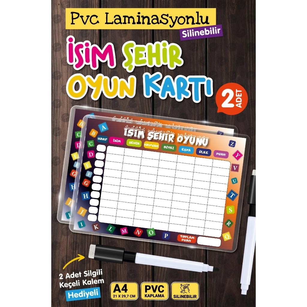 Isim Şehir Oyunu Hayvan Bitki Eşya 2 ' Li Set Yaz Sil Pvc Kaplı-Kalem HEDIYELI-T1214 Kalem & Yazı Gereçleri Fiyatı