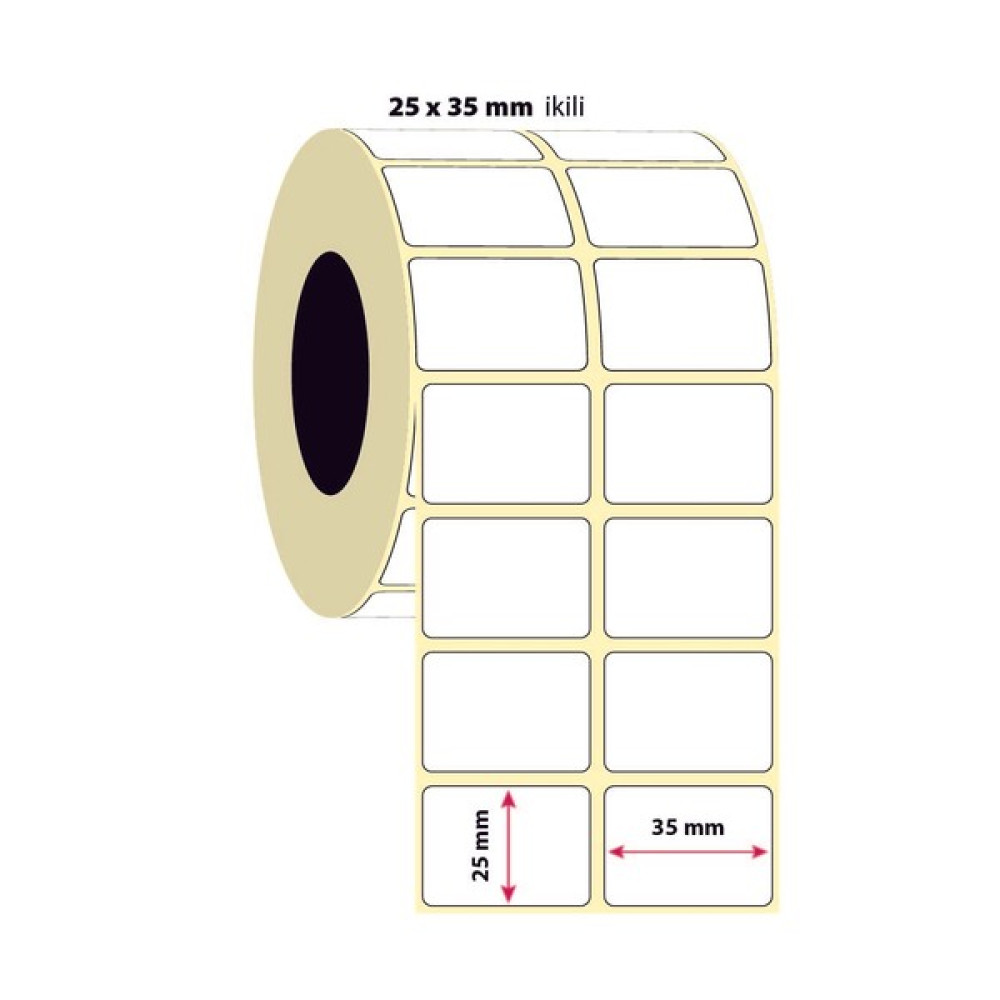 İşimiz Etiket 25X35MM Ikili Kuşe Etiket | 6 Rulo | 3000 Sarım | Oto Boyaları Fiyatı