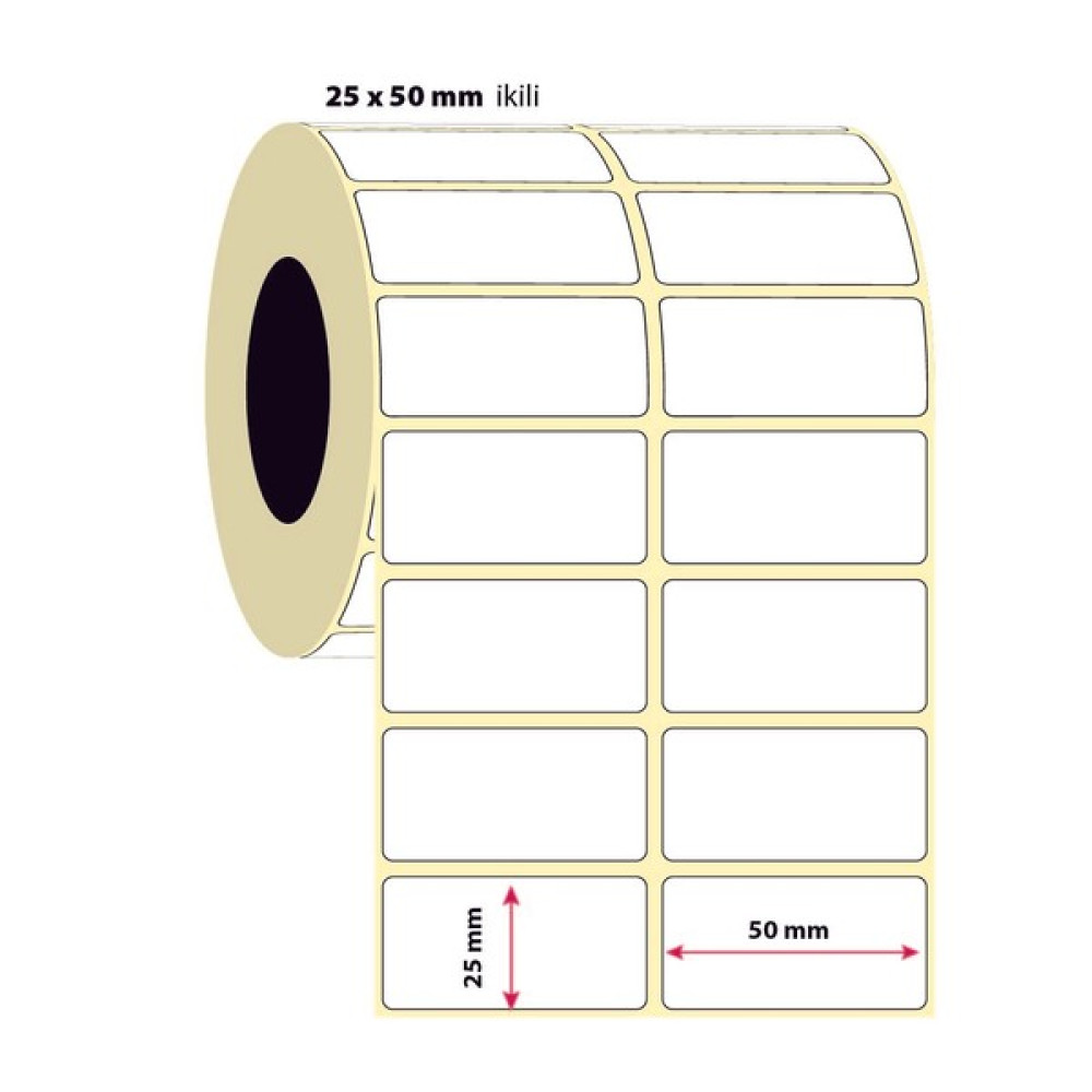 İşimiz Etiket 25X50MM Ikili Kuşe Etiket | 6 Rulo | 3000 Sarım | Oto Boyaları Fiyatı