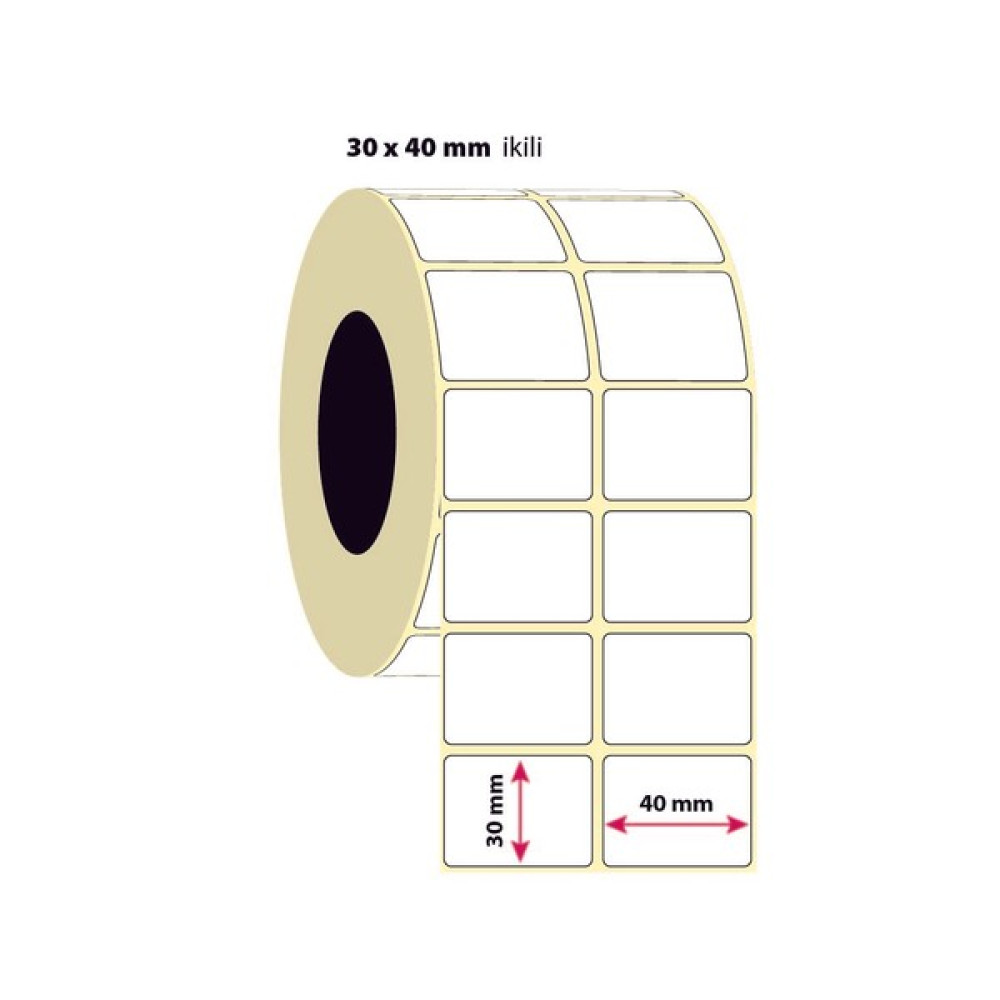İşimiz Etiket 30X40MM Ikili Termal Etiket | 6 Rulo | 2000 Sarım | Barkod Okuyucular Fiyatı