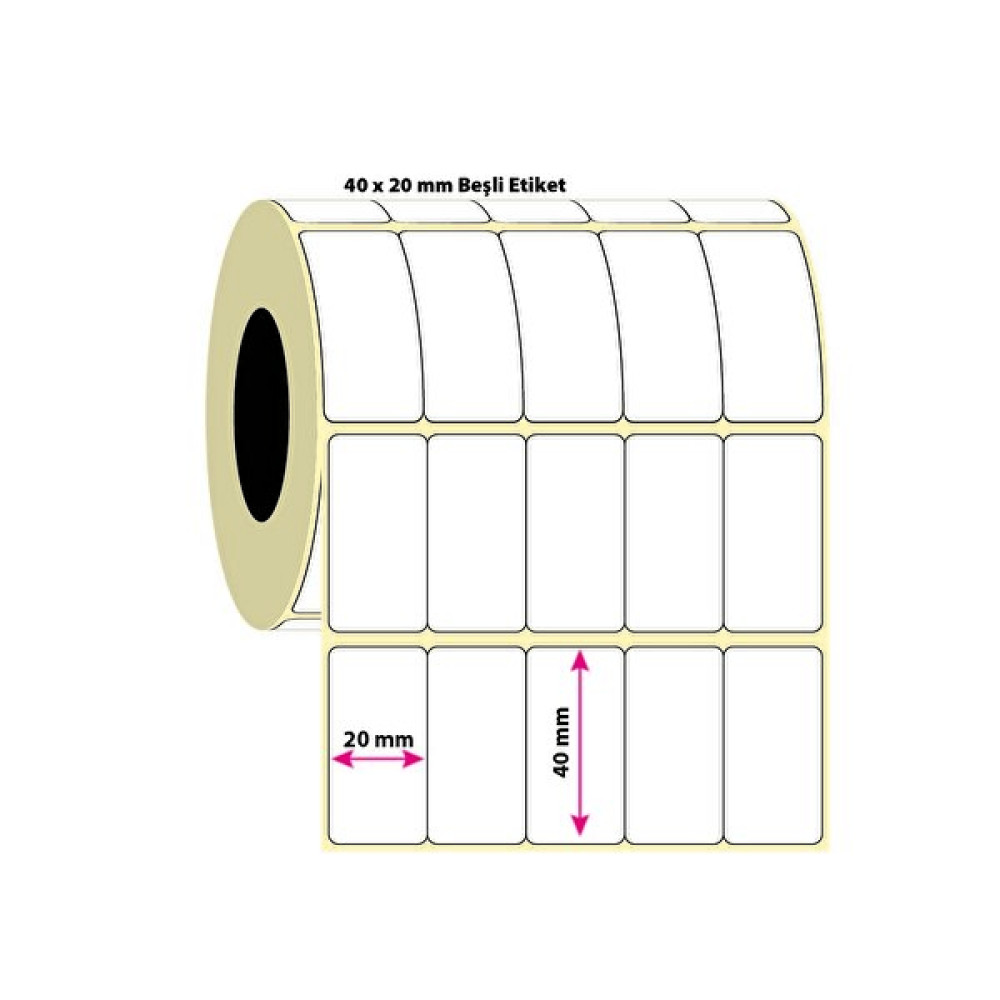 İşimiz Etiket 40X20MM Beşli Kuşe Etiket | 6 Rulo | 5000 Sarım | Barkod Okuyucular Fiyatı
