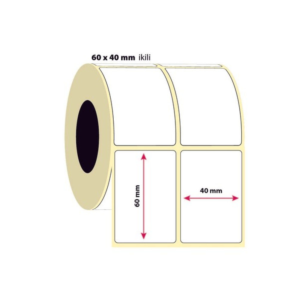 İşimiz Etiket 60X40MM Ikili Kuşe Etiket | 6 Rulo | 1250 Sarım | Oto Boyaları Fiyatı