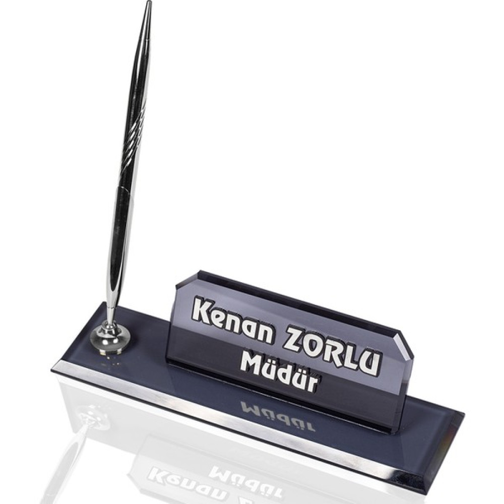 İsimlik Sepeti Kişiye Özel Elf Kristal Masa İsimliği Ofis Masaüstü İsimlik - Gümüş Ofis Seti Fiyatı