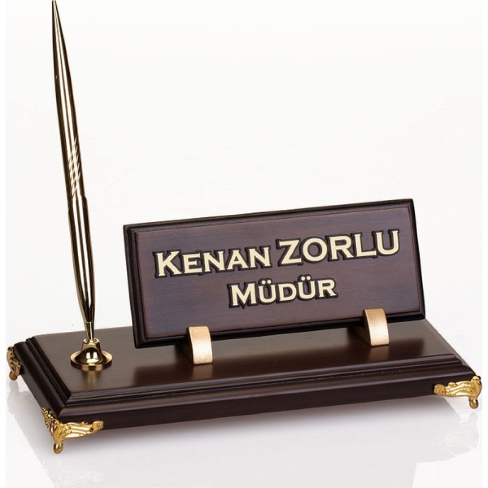 İsimlik Sepeti Kişiye Özel Metal Ayaklı Ahşap Masa İsimliği Tek Kalemli Masa İsimlik Ofis Seti Fiyatı