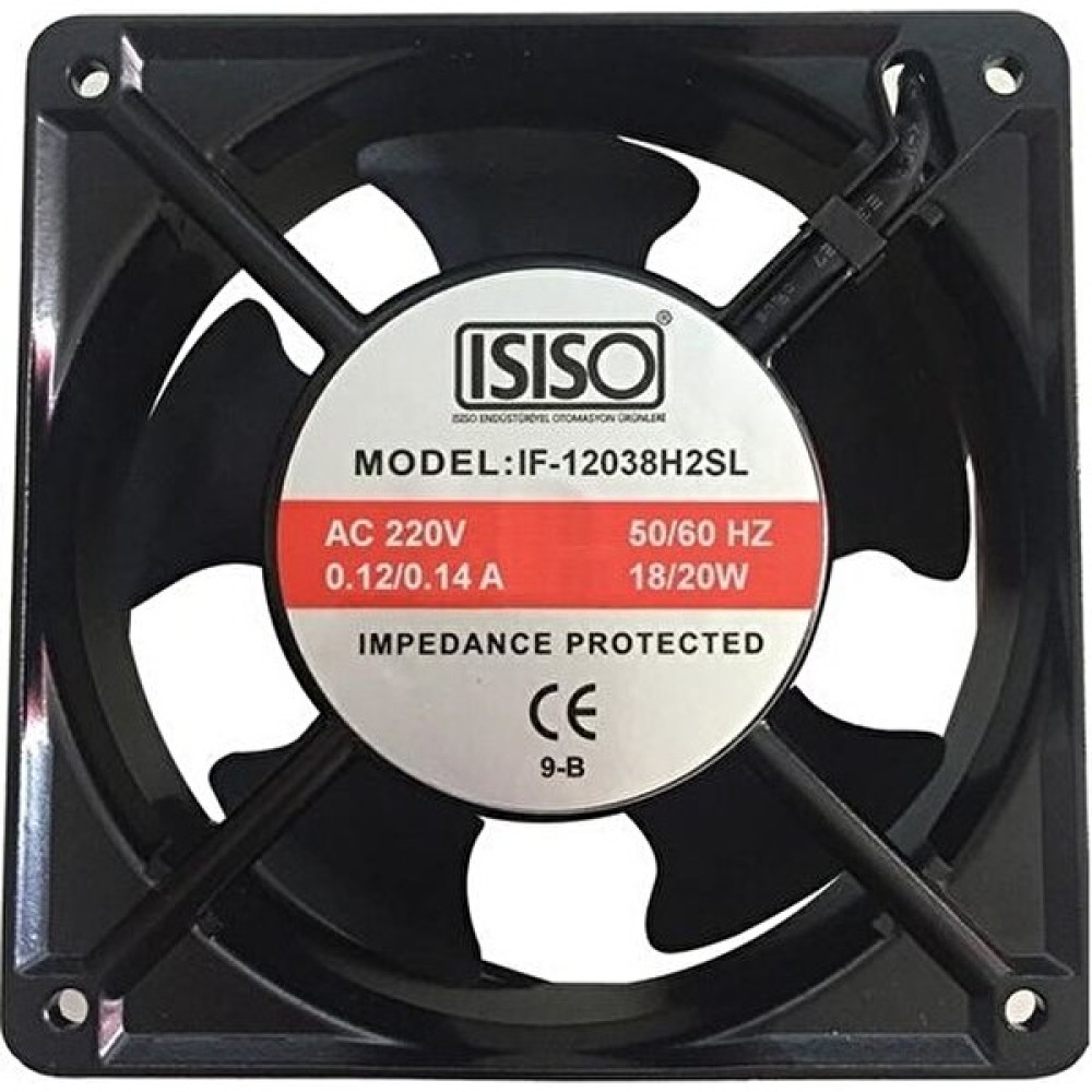 Isiso ISISO12X12 cm 220V Ac Kare Metal Kasa Soğutucu Fan, 120X120X38 mm Kuluçka Makinesi Fan - Siyah Soğutucular Fiyatı