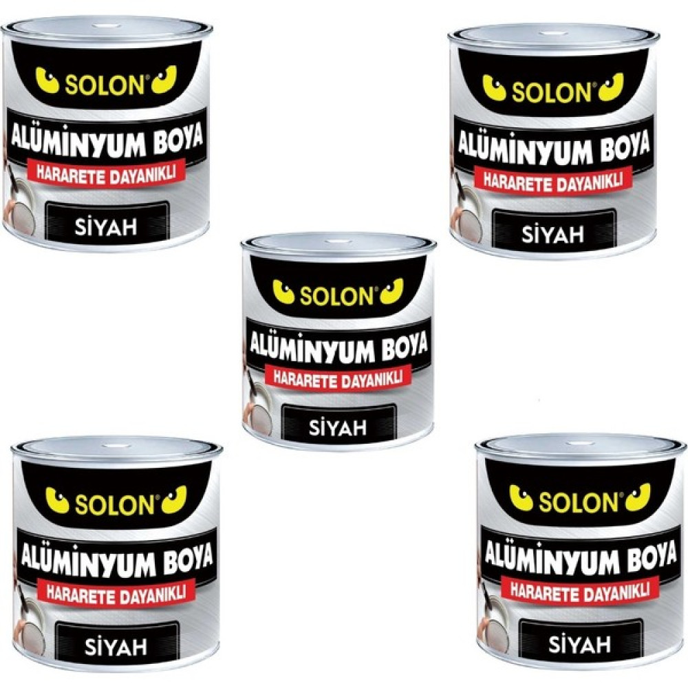 Isıya Dayanıklı 5 Adet Alüminyum Yaldız Boya Siyah 1000 Ml. 5 li Paket - 00 Oto Boyaları Fiyatı