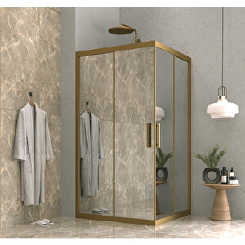 İskit Duşakabin 130 X 130 Kare Reflekte Aynalı Cam Kabin 2 Sabit 2 Sürgü Bronz Profil 6mm 130x130 cm Duşakabin Fiyatı
