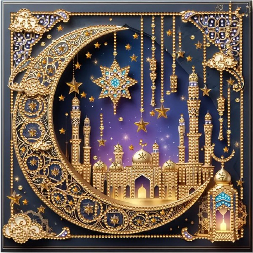 Islami Hilal ve Yıldız Ramazan 5d Elmas Sanat Seti Kiti 30X30 cm Sanatsal Malzemeler Fiyatı