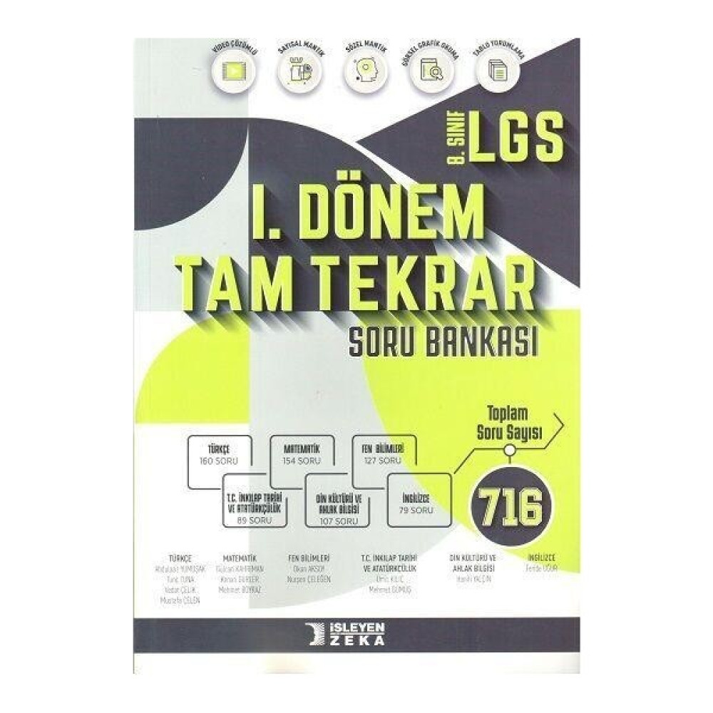 İşleyen Zeka Yayınları 8. Sınıf LGS 1. Dönem Tam Tekrar Soru Bankası Işleyen Zeka Kaynak Kitapları Fiyatı
