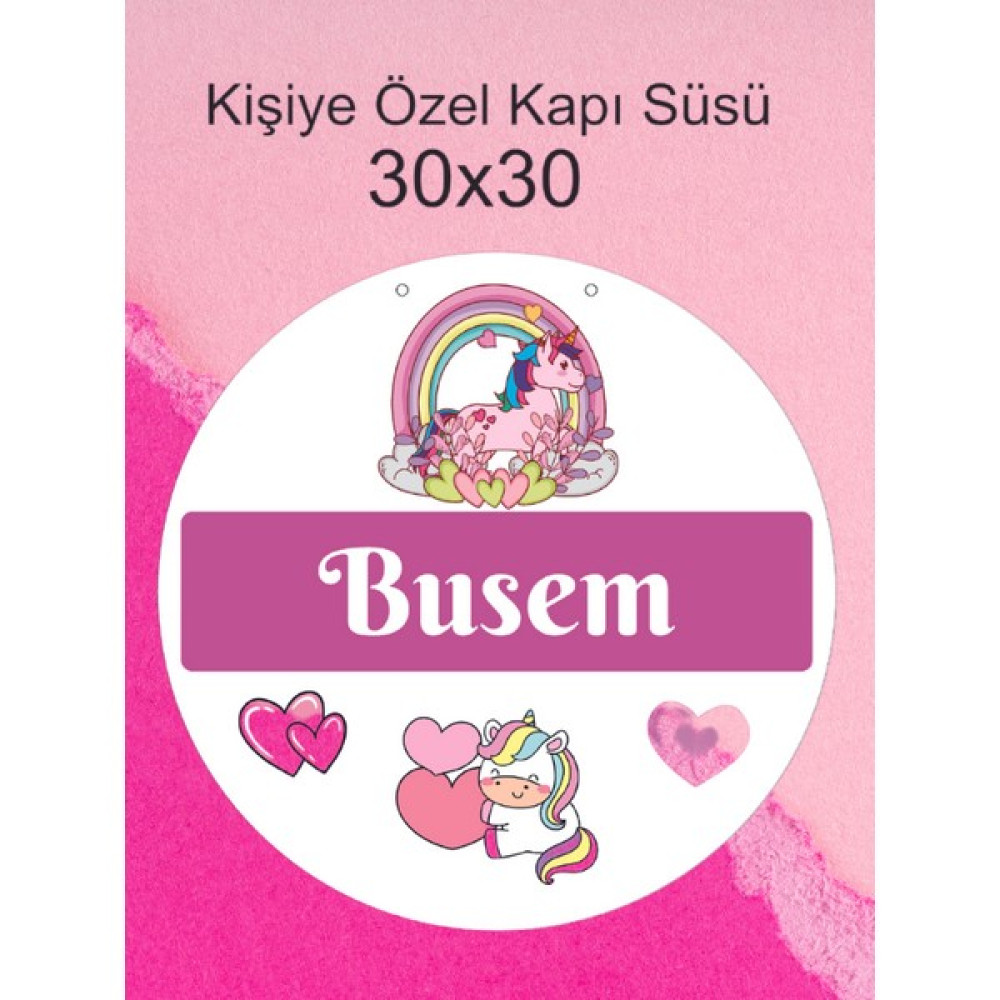 Isme Özel Yeni Doğan Bebek Çocuk Odası ve Kapı Süsü Ünicorn Temalı - 30x30 Bebek Odası Duvar Süsü Fiyatı