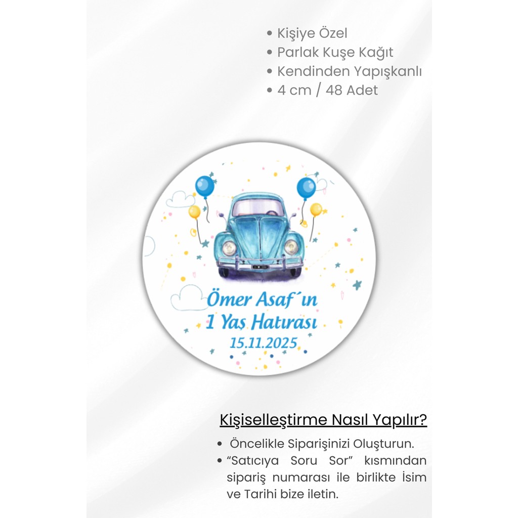 Isme/kişiye Özel Doğum Günü Babyshower Hoşgeldin Bebek Etiketi 4 cm 48 Adet Etiket - Çok Renkli - Sticker Okul Etiketi Fiyatı