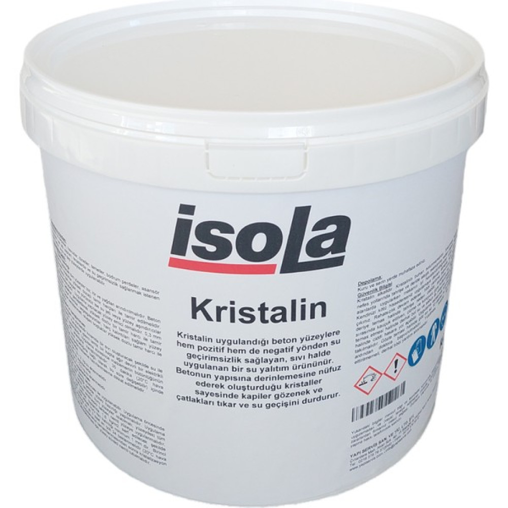 İsola Kristalin Çimento Esaslı Kristalize Su Yalıtımı, Negatif Kapiler Geçirimsiz Etkili Beton, Şap, Sıva, Su Deposu, Havuz, Temel, Bodrum Perde, A... Dış Cephe Yalıtım Malzemeleri Fiyatı