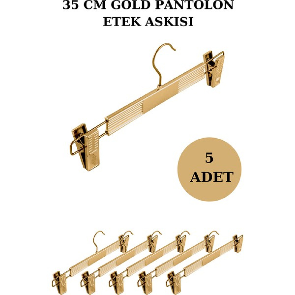 İstanbul Manken 5 Adet Plastik Gold Kaplama Pantolon Askısı Etek Askısı Elbise Askısı Eşya Saklama / Düzenleme Fiyatı