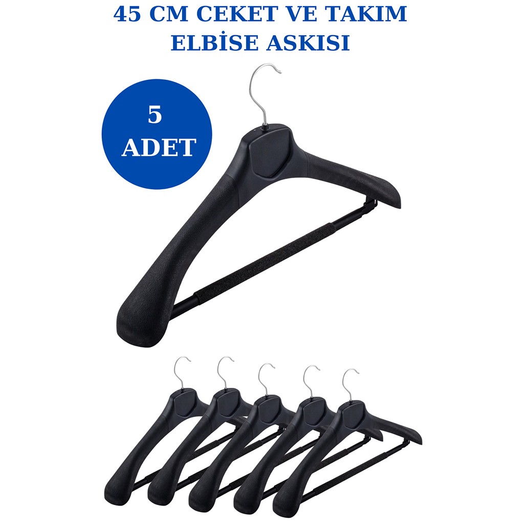 İstanbul Manken 5 Adet Plastik Yüksek Kalite Ceket Askısı, Elbise Askısı, Takım Elbise Askısı - Siyah Giyim & İç Giyim Fiyatı