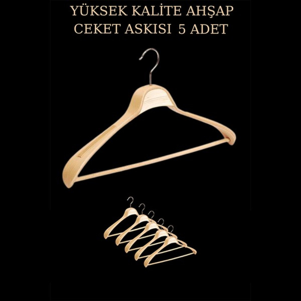 İstanbul Manken 5 Adet Yüksek Kalite 48 cm Ahşap Askı Ceket Askısı Takım Elbise Askısı - Ahşap Rengi Eşya Saklama / Düzenleme Fiyatı