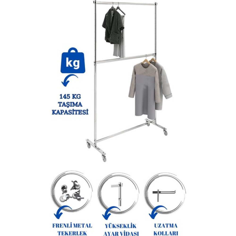 İstanbul Manken Çift Katlı Elbise Askılığı Mağaza Askısı Etek Askısı Orta Stand Vestiyer Fiyatı