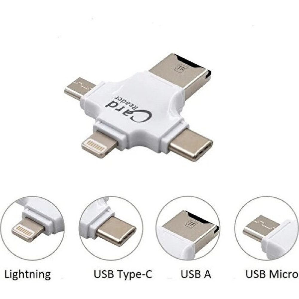İstanbul Teknoloji Apple iPhone Microusb Type C Tf Kart Okuyucu Reader - Beyaz Hafıza Kartları Fiyatı