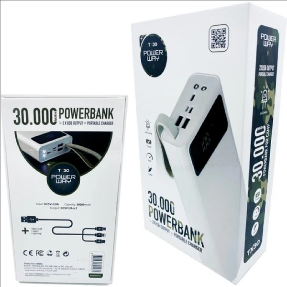 İstanbul Teknoloji TX30 30000 Mah Dijital Göstergeli Powerbank Taşınabilir Şarj Cihazı - Powerbank Fiyatı