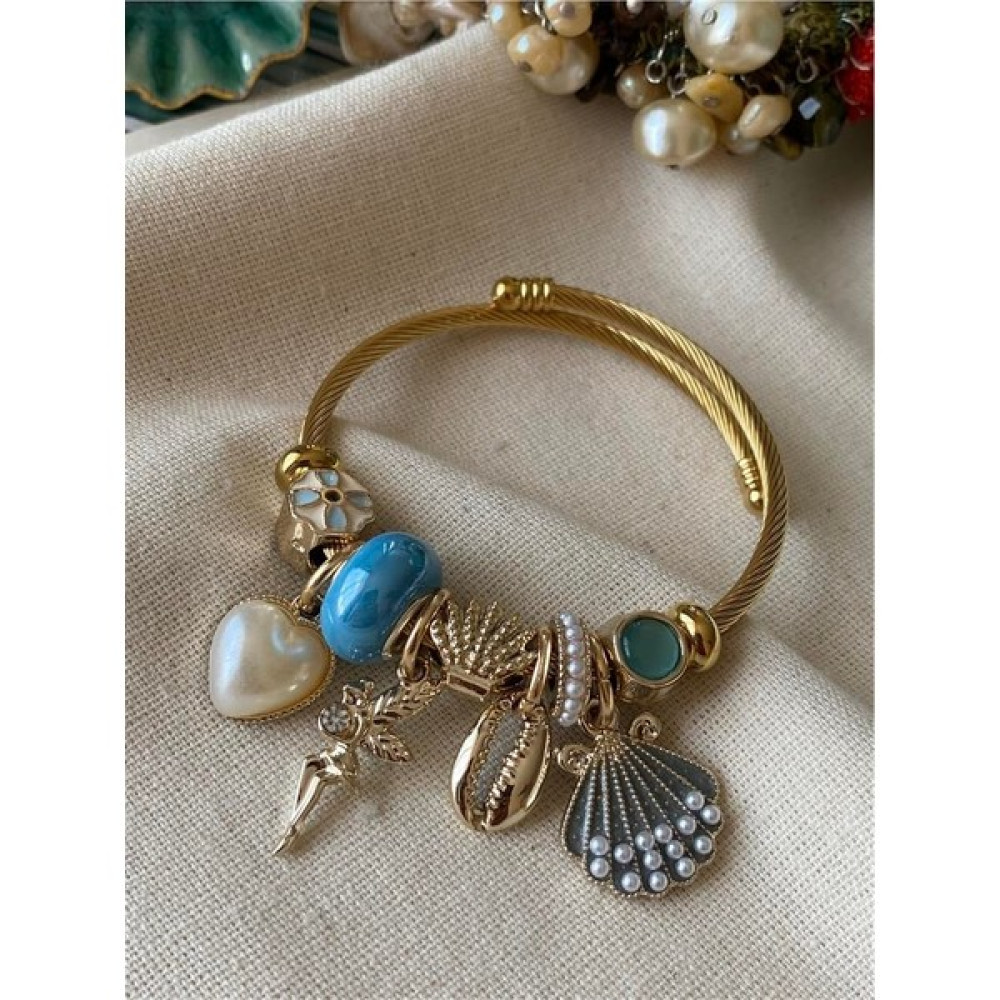 İstanbulbigsale Pandora Model Charm Bileklik Gold Incili Peri Charm Bileklik - Gold - Mavi Saat ve Bileklik Aksesuarı Fiyatı