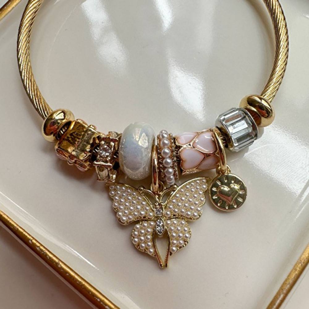 İstanbulbigsale Yleaf Charmlı Kelebek Kolye Pandora Charmlı Kelebek Bileklik - Gold Saat ve Bileklik Aksesuarı Fiyatı