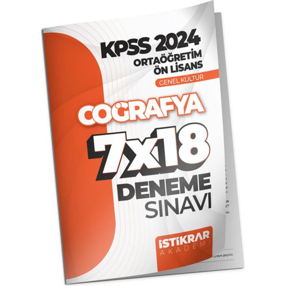 İstikrar Yayın Dağıtım Istikrar Akademi KPSS 2024 Ortaöğretim Ön Lisans Genel Kültür Coğrafya 7x18 Deneme Sınavı KPSS Fiyatı