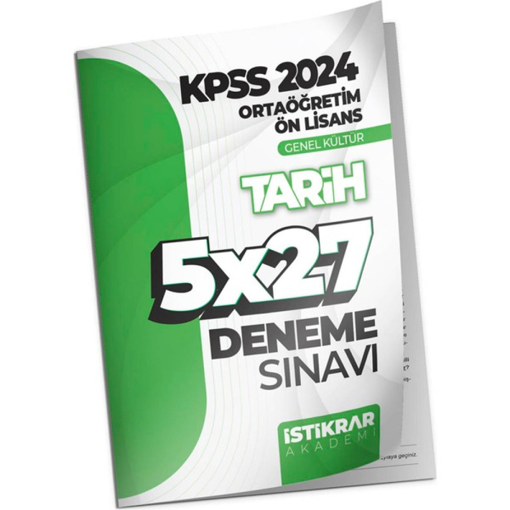 İstikrar Yayın Dağıtım Istikrar Akademi Kpss 2024 Ortaöğretim Ön Lisans Genel Kültür Tarih 5X27 Deneme Sınavı KPSS Fiyatı