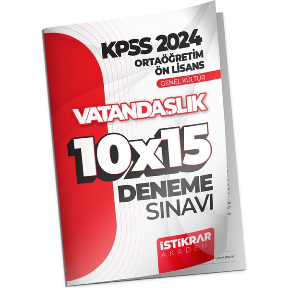 İstikrar Yayın Dağıtım Istikrar Akademi Kpss 2024 Ortaöğretim Ön Lisans Genel Kültür Vatandaşlık 10X15 Deneme Sınavı KPSS Fiyatı