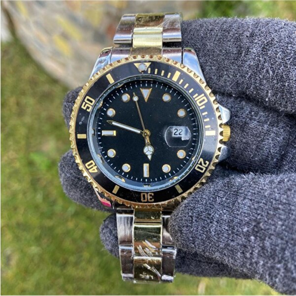 İstliv Erkek Gümüş- Gold Renk Siyah Kadran Rolex Modeli Çelik Kasa Kol Saati Kol Saatleri Fiyatı