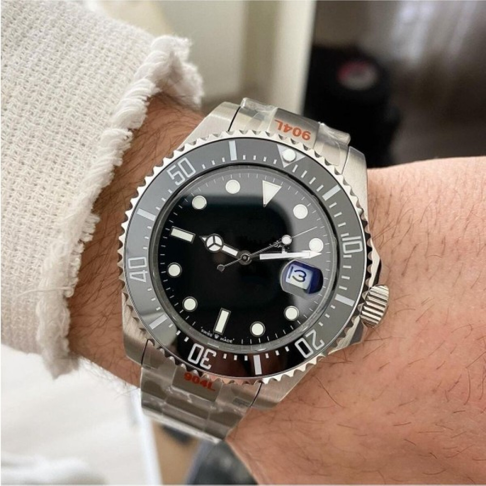 İstliv Erkek Gümüş Kordon Siyah Kadran Rolex Modeli Çelik Kasa Kol Saati Kol Saatleri Fiyatı