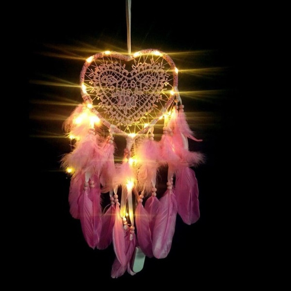 Istoc Trend Led Işıklı Pembe Kalp Düş Rüya Kapanı Dream Catcher - Ahşap - Sarı Ev & Dekorasyon Aksesuarları Fiyatı