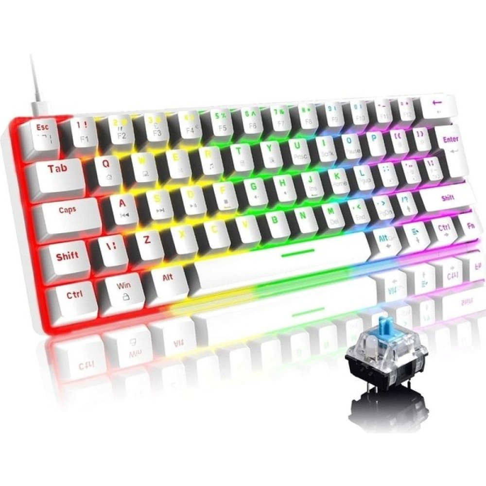 Isweep T60 Beyaz Blue Switch Rgb Gaming Oyuncu Klavyesi Mekanik 62 Tuş 18 Ayarlanabilir LED Gaming Klavye Oyuncu Klavyesi Fiyatı