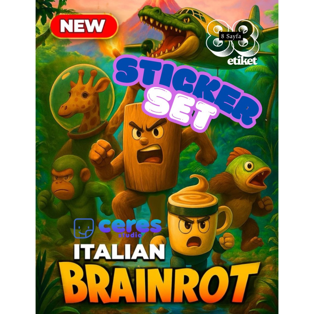 Italian Brainrot Temalı 88 Parça Sticker Seti - Italyan Brainrot Karakter Etiketleri Defter Laptop Telefon Için - 1 - Çok Renkli Okul Etiketi Fiyatı
