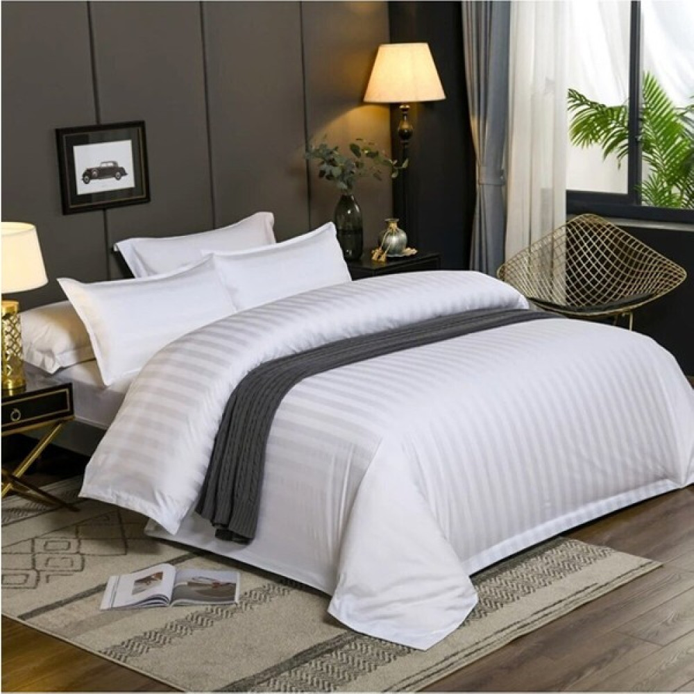 İtalyan HomeStore 82 Tel %100 Organik Pamuk Saten Çizgili Battal Boy King Size Nevresim Takımı ( Düz Saten Çarşaflı) Otel Tipi Lüx Seri - 220 x 240 cm Nevresim Takımı Fiyatı