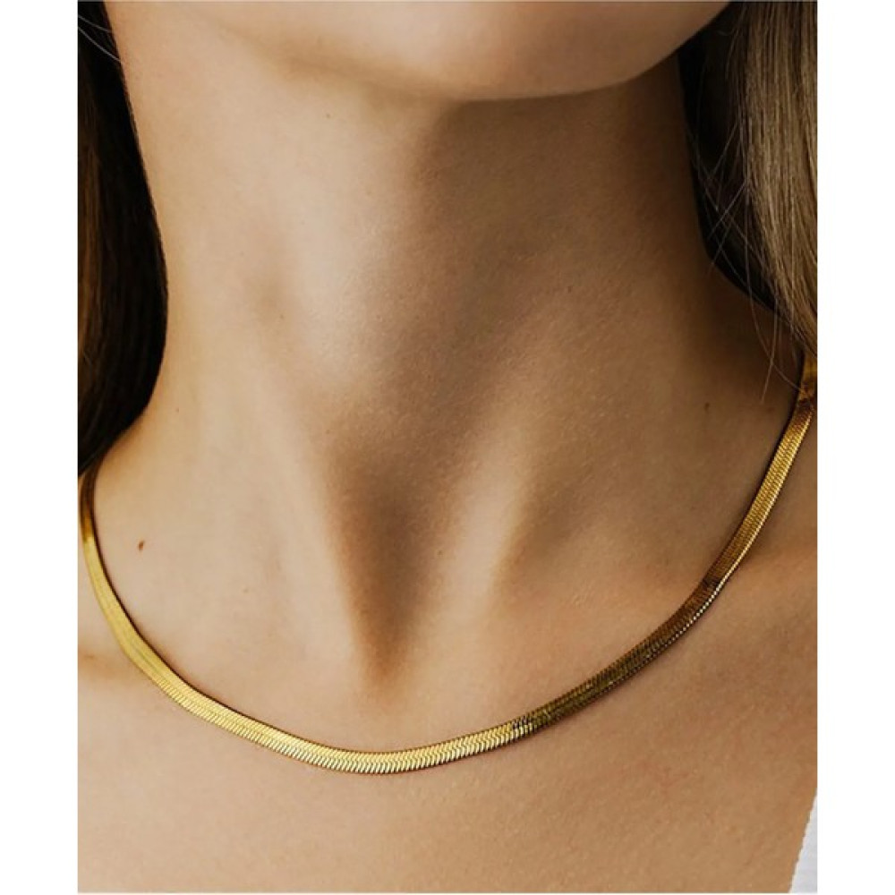 İtalyan Zincir Gold, Çelik İtalyan Zinciri Kolye, Unisex Yassı İtalyan Zincir Kolye - 60 cm Bijuteri Kolye Fiyatı