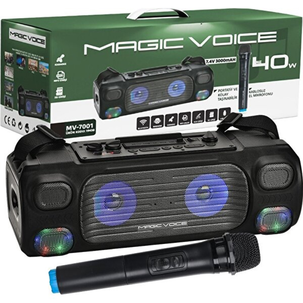 İthalnet Magıcvoıce MV-7001 Vhf El Mik Usb/sd/bt/uk 40 Watt Işıklı Taşınabilir Şarjlı Seyyar Anfi (81) Stüdyo ve Sahne Ekipmanları Fiyatı