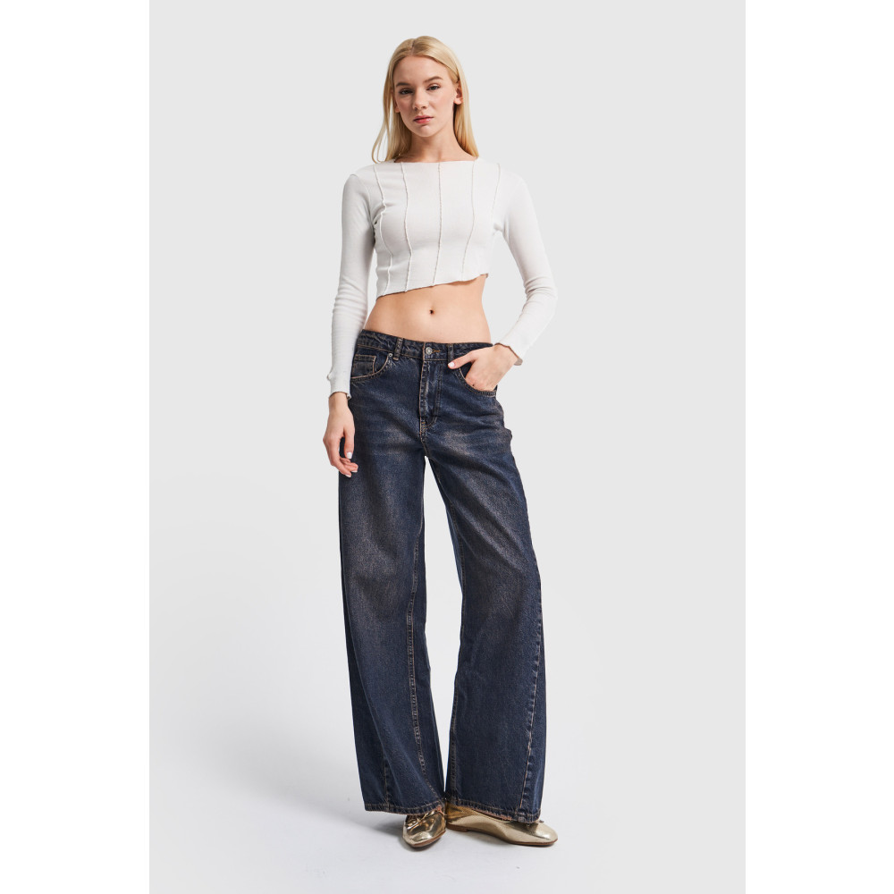 its basic Kadın Kot Tint Rengi Düşük Bel Süper Wide Leg Fit Denim Pantolon 36 Beden Bayan Jeans / Kot Pantolon Fiyatı