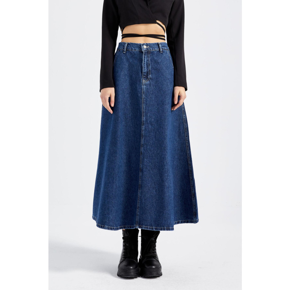 its basic Kadın Mavi Renk A Tipi Kesim Denim Etek 36 Beden Etek Fiyatı