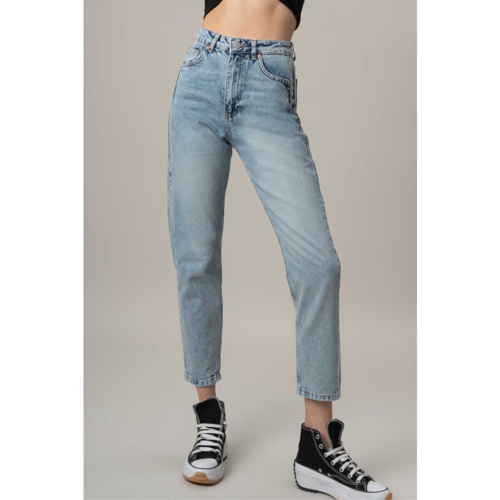 its basic Kadın Snow Kot Rengi %100 Koton Kumaş Mom Fit Denim Pantolon 38 Beden Bayan Jeans / Kot Pantolon Fiyatı