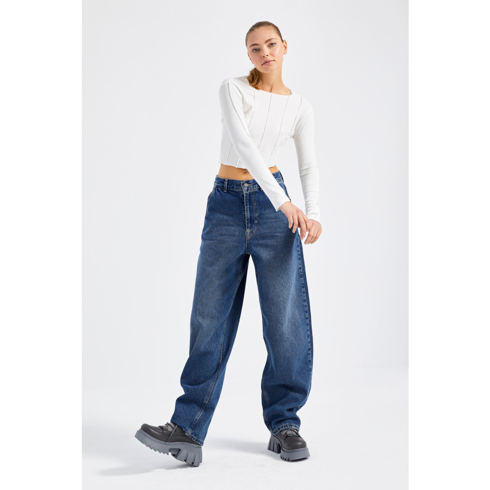 its basic Kadın Tint Kot Rengi Skater Fit Bol Kesim Denim Pantolon 36 Beden Bayan Jeans / Kot Pantolon Fiyatı