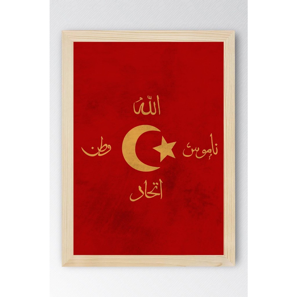 Ittihat Terakki Sancağı Bayrağı Çerçeveli Tablo - 50x70 - Ahşap Kanvas Tablo Fiyatı